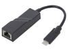 QOLTEC Adaptér USB 3.1 RJ45 zásuvka,USB C vidlice 200mm Barva: černá