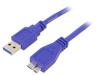 GEMBIRD Kabel USB 3.0 USB A vidlice,USB B micro vidlice 0,5m modrá