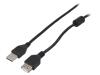 GEMBIRD Kabel USB 2.0 USB A zásuvka,USB A vidlice zlacený 3m černá