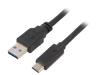 GEMBIRD Kabel USB 3.0 USB A vidlice,USB C vidlice zlacený 0,1m černá