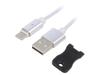 GEMBIRD Kabel magnetický,USB 2.0 USB A vidlice,USB C vidlice 1m bílá