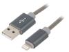 GEMBIRD Kabel USB 2.0 vidlice Apple Lightning,USB A vidlice 2m šedá