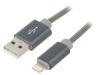 GEMBIRD Kabel USB 2.0 vidlice Apple Lightning,USB A vidlice 1m šedá