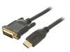 VCOM Kabel DVI-D (24+1) vidlice,HDMI vidlice 3m černá Žíla: Cu