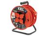 KEL Prodlužovací síťový kabel bubnový Zásuvky: 4 guma červená