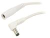 WEST POL Cable DC 5,5/2,5 plug,DC 5,5/2,5 socket angled 1mm2 white 2m