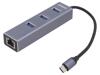 SAVIO Adaptér USB na Fast Ethernet s hubem USB USB 3.1 PnP šedá