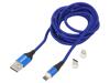 SAVIO Kabel magnetický,USB 2.0 2m modrá 480Mbps textilní 3A