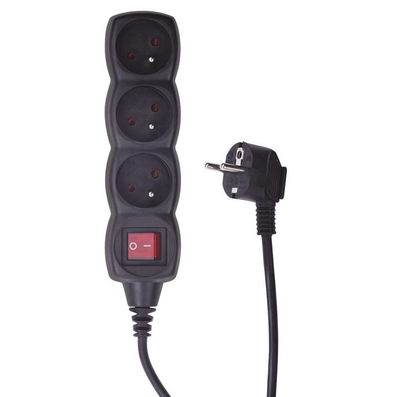 EMOS PC1315 Prodlužovací kabel s vypínačem – 3 zásuvky, 5m, černý