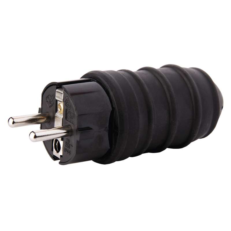 EMOS P0050 Vidlice gumová přímá pro prodlužovací kabel, černá