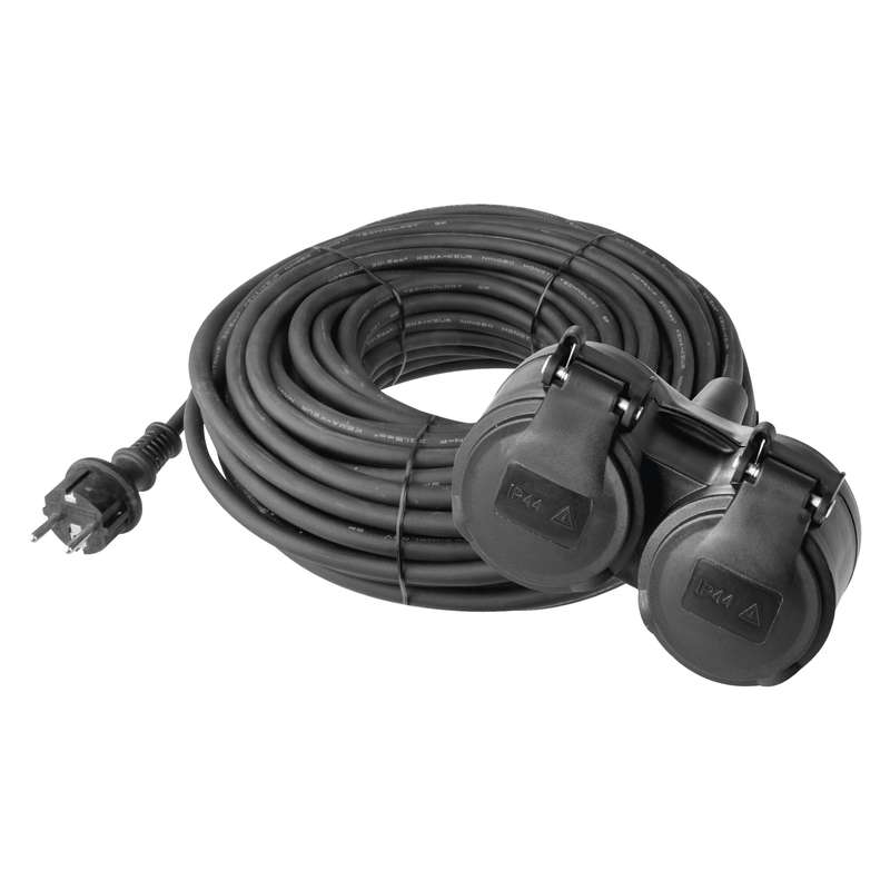 EMOS P0601 Prodlužovací kabel gumový – 2 zásuvky, 10m, 3× 1,5mm2, IP44