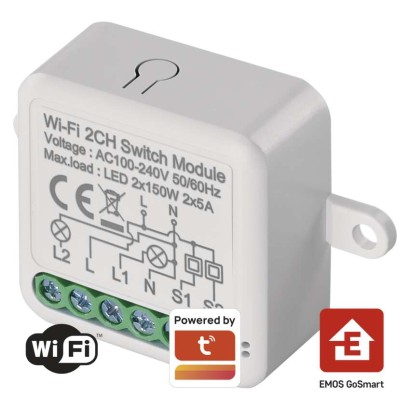 EMOS H5106 GoSmart modul spínací IP-2102SW, Wi-Fi, 2-kanálový