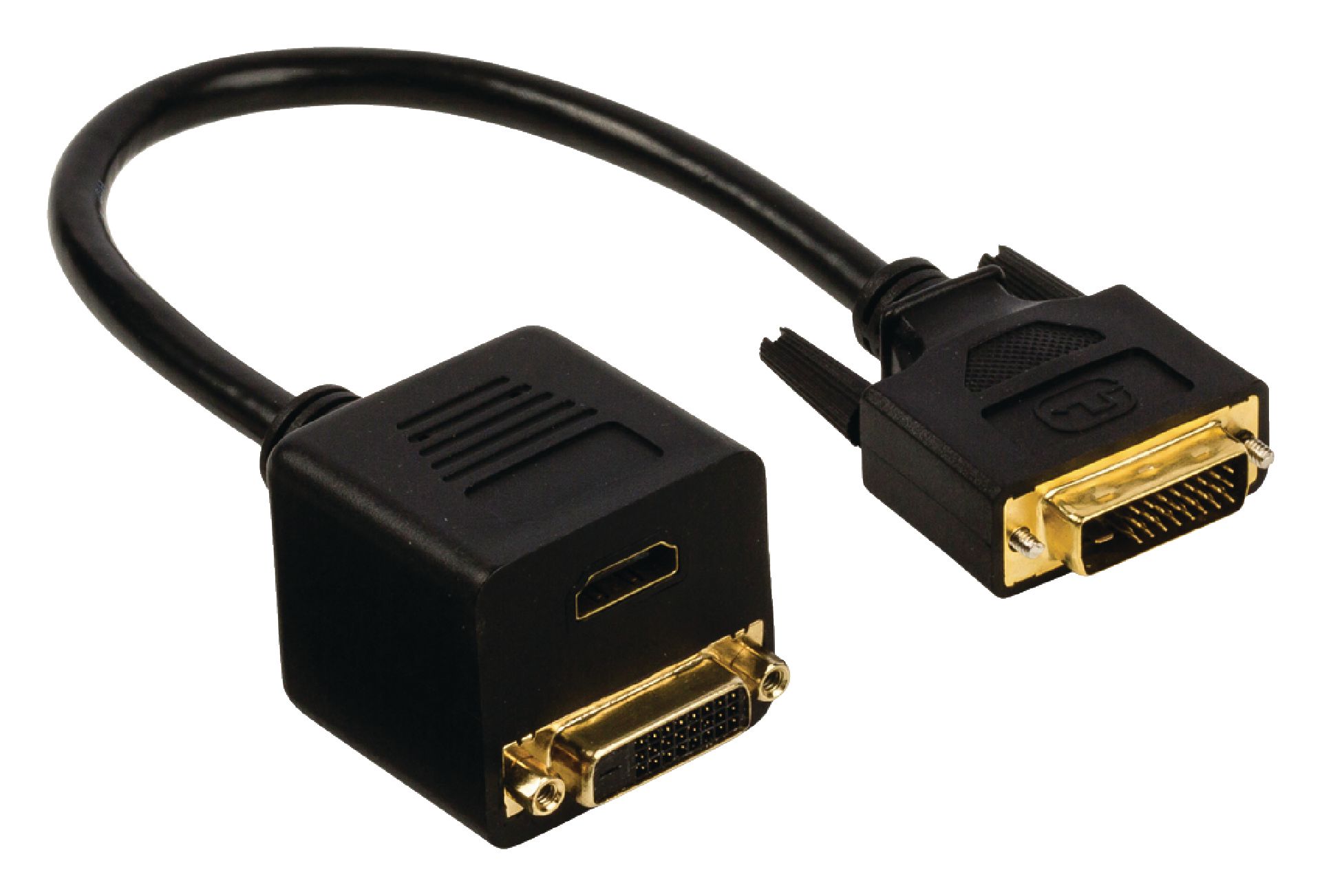 VALUELINE VGCP32951B02 Adaptérový kabel DVI, 24+1pinová zástrčka DVI-D – 24+1pinová zásuvka DVI-D + vstup HDMI™, 0,20 m, černý