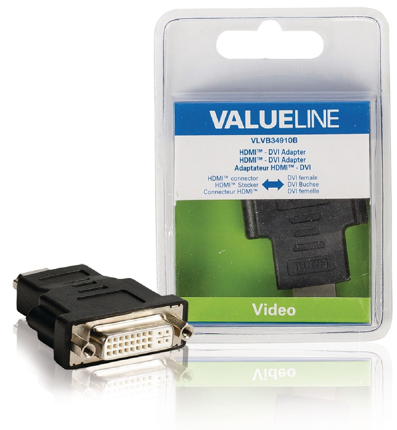 VALUELINE VLVB34910B Redukce HDMI – DVI zásuvka, černá