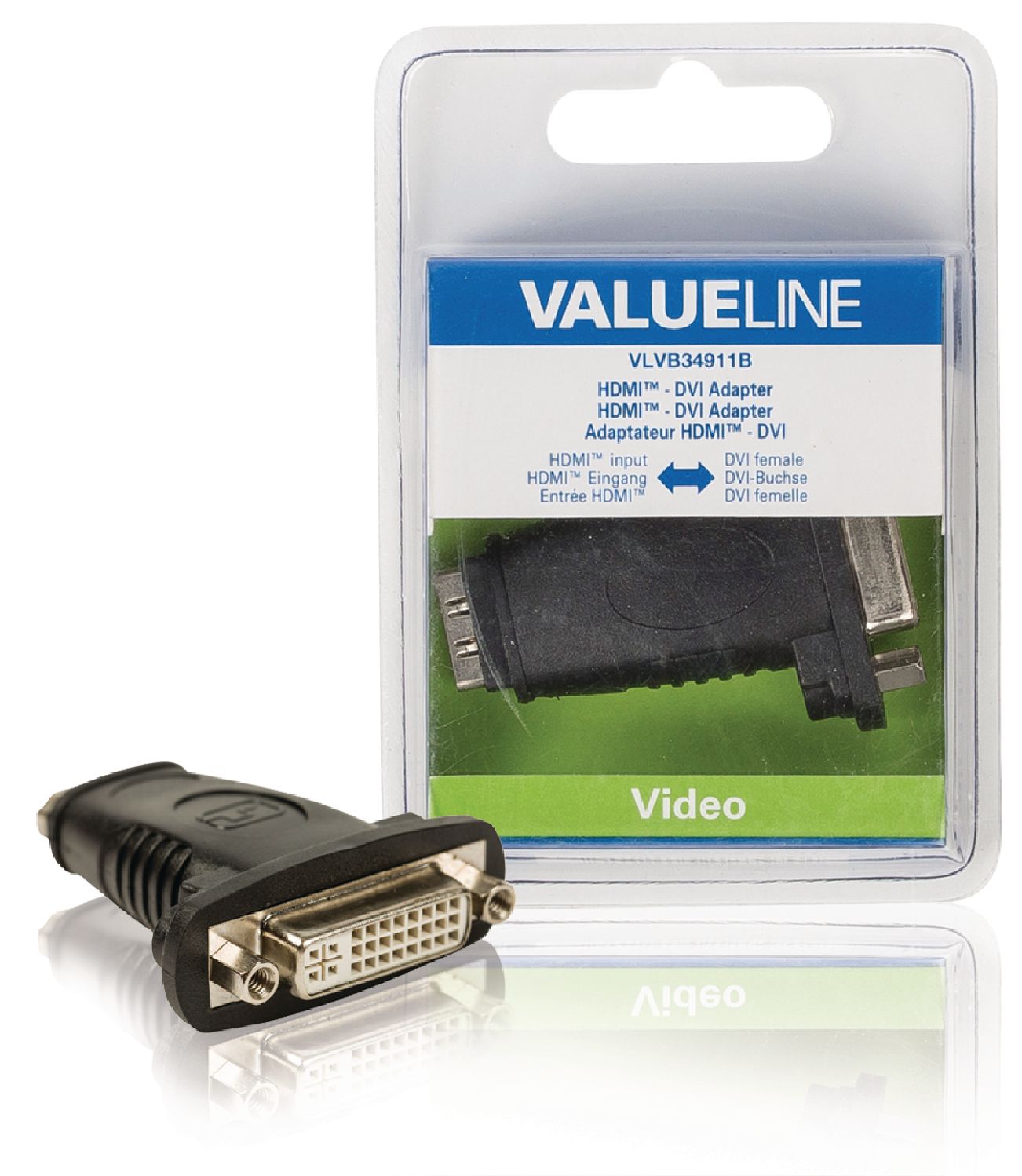 VALUELINE VLVB34911B Redukce HDMI vstup – DVI zásuvka, černá
