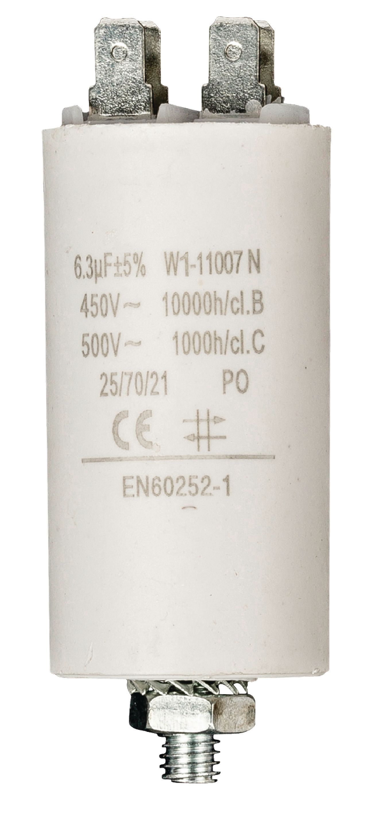 FIXAPART W1-11007N Rozběhový kondenzátor 6.3uf / 450 v + zem
