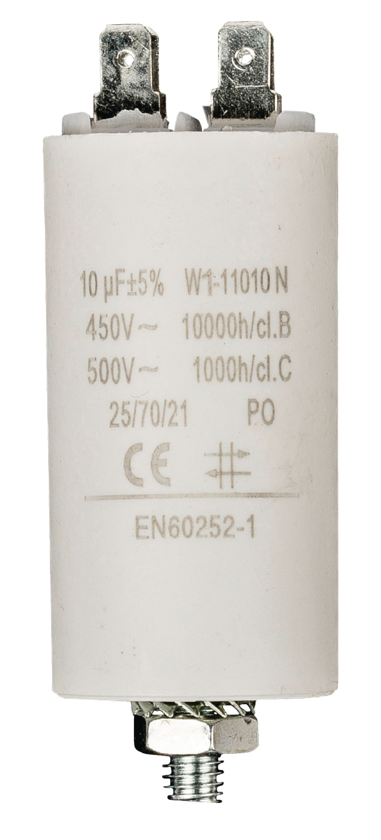 FIXAPART W1-11010N Rozběhový kondenzátor 10.0uf / 450 v + zem