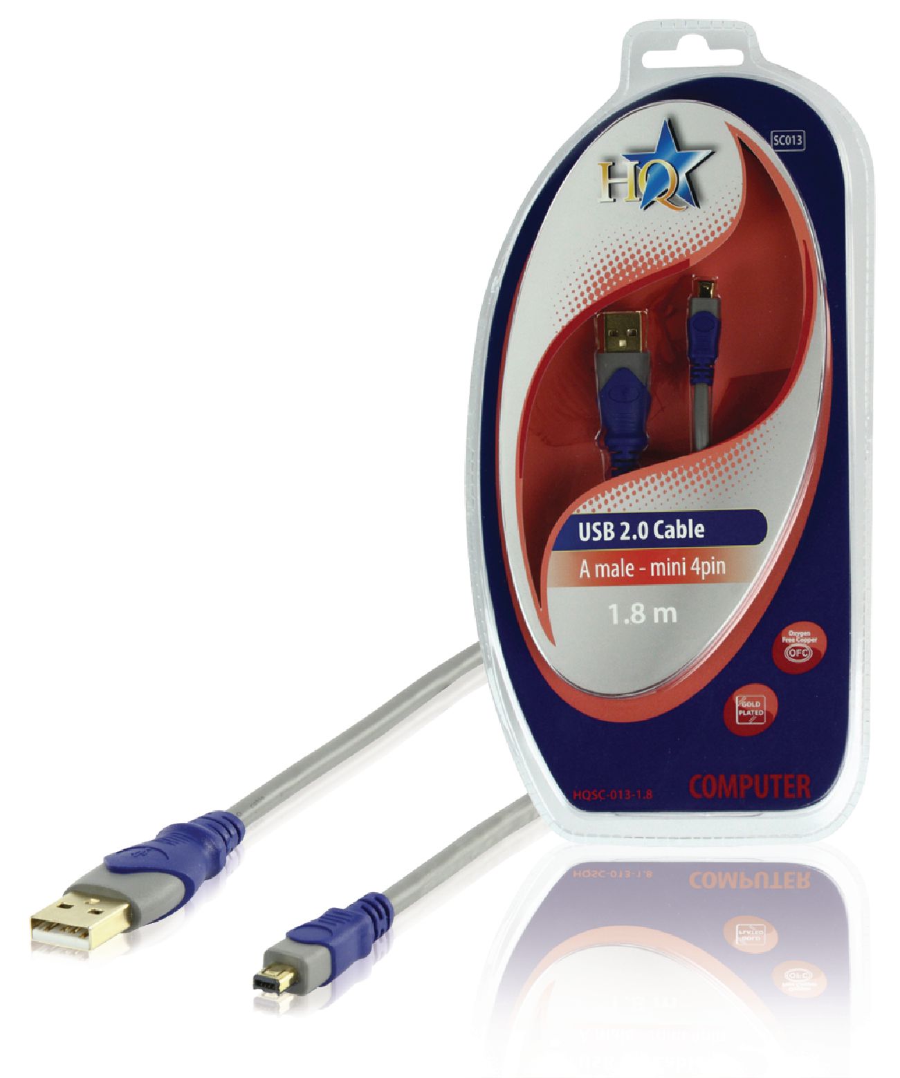 HQ SC-013-1.8 KABEL USB A - USB 4 PIN MINI 1.8m Doprodej