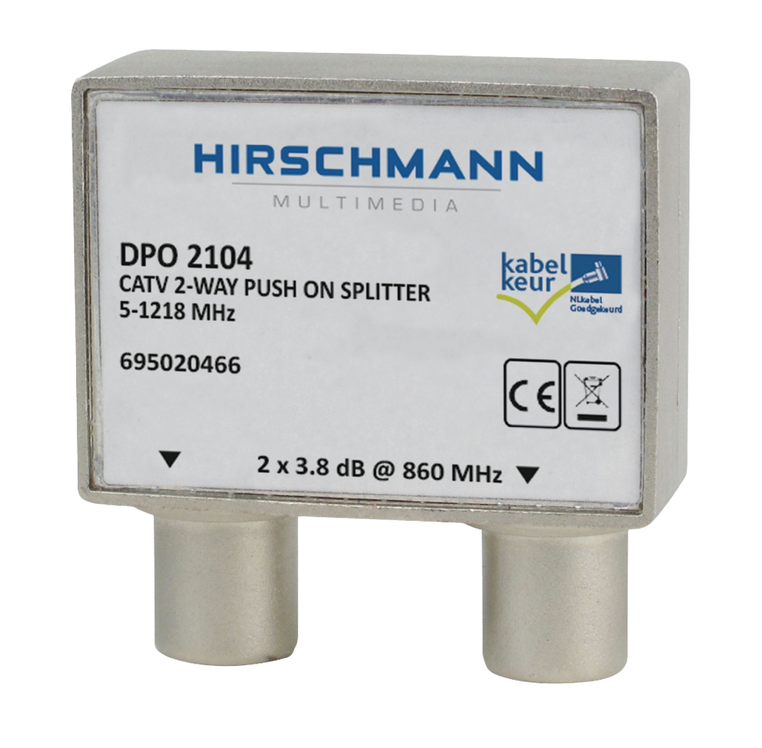 HIRSCHMANN CATV Rozbočovač 4.8 dB / 5-1218 MHz - 2 Výstupy