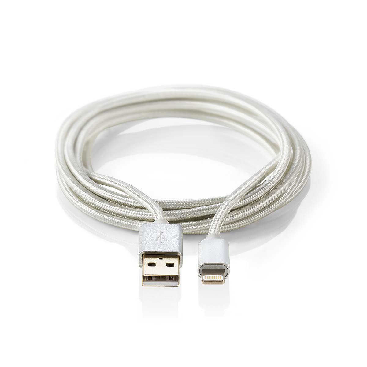 NEDIS Synchronizační a nabíjecí kabel | Apple Lightning 8-pin Zástrčka - USB A Zástrčka | 1 m | Hliník