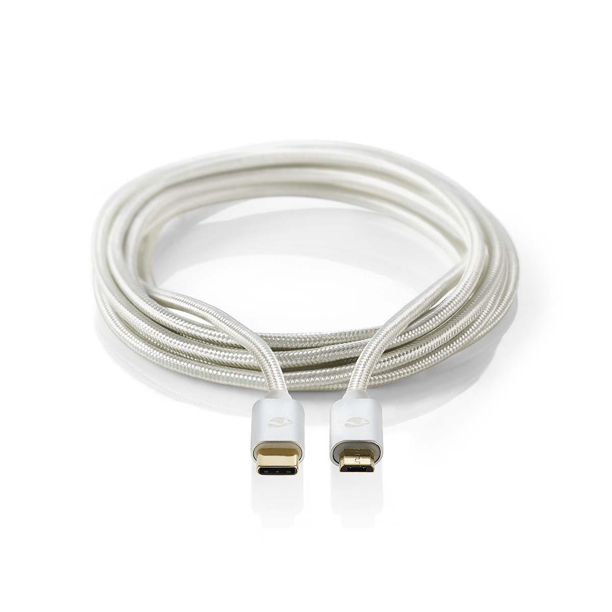 NEDIS USB 2.0 kabel | Typ-C Zástrčka - Micro B Zástrčka | 2 m | Hliník