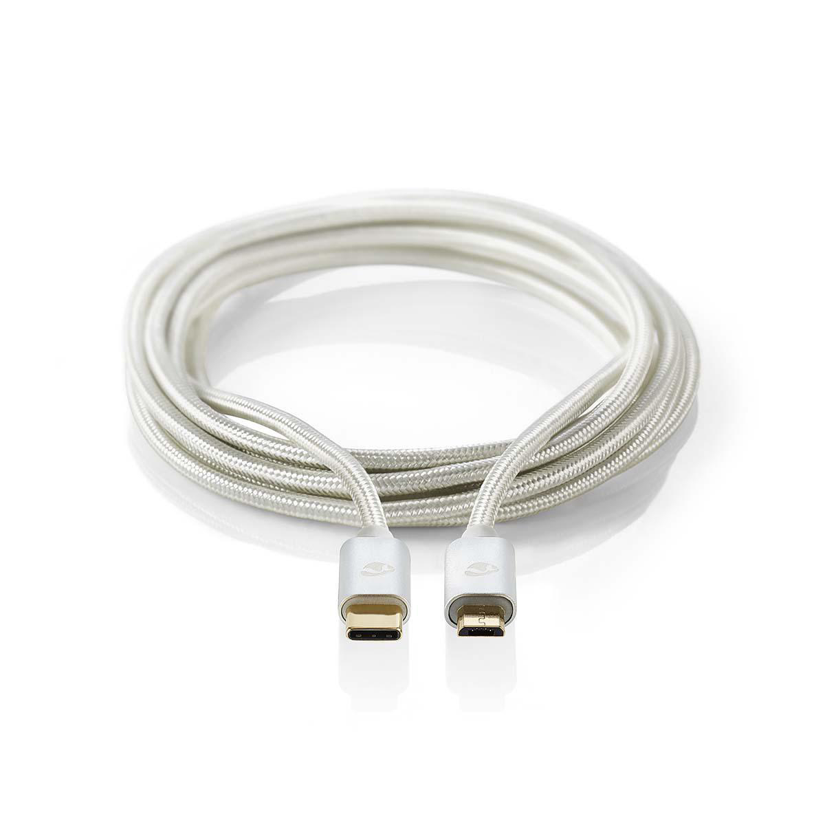 NEDIS USB 2.0 kabel | Typ-C Zástrčka - Micro B Zástrčka | 3 m | Hliník