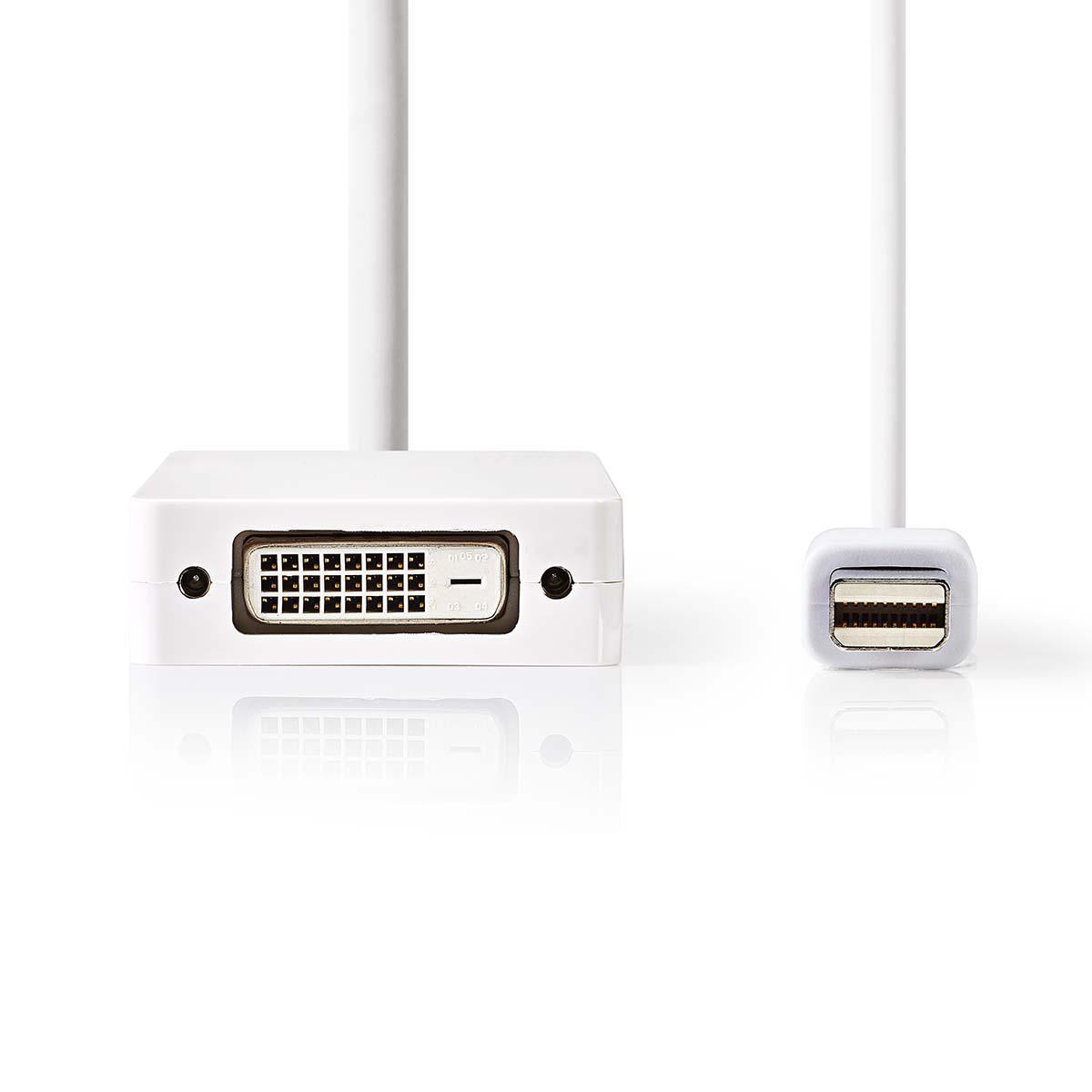 NEDIS Kabel s Multi Adaptérem Mini DisplayPort | Mini DisplayPort Zástrčka - DisplayPort Zásuvka + DVI-D 24+1-Pin Zásuvka + HDMI™ výstup | 0,2 m | Bílá barva