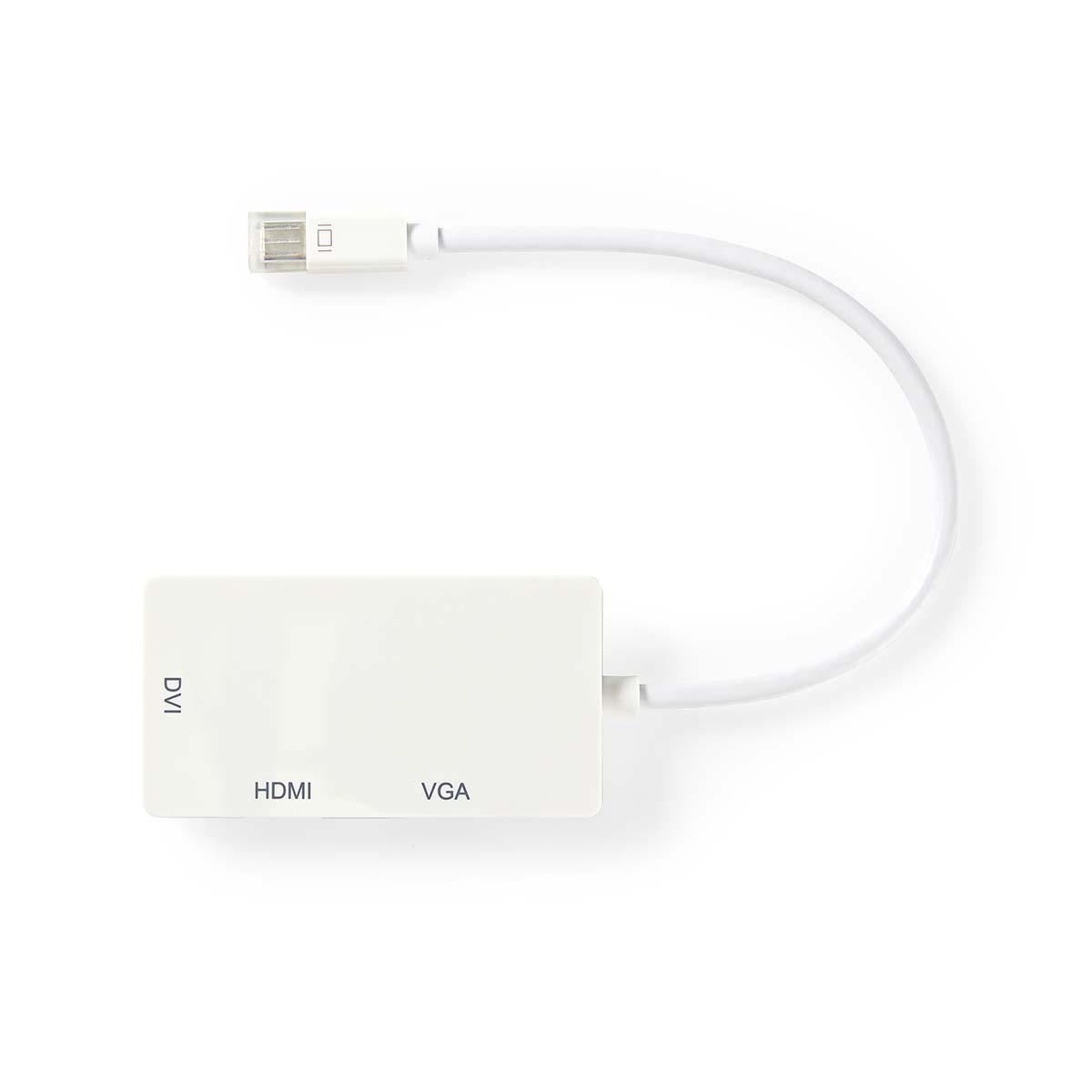 NEDIS Kabel s Multi Adaptérem Mini DisplayPort | Mini DisplayPort Zástrčka - VGA Zásuvka + DVI-D 24+1-Pin Zásuvka + HDMI™ výstup | 0,2 m | Bílá barva