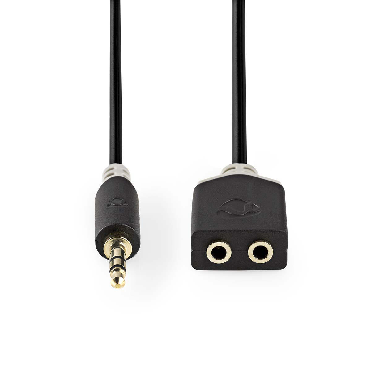 NEDIS Stereofonní Audio Kabel | 3,5mm Zástrčka - 2× 3,5mm Zásuvka | 0,2 m | Antracit