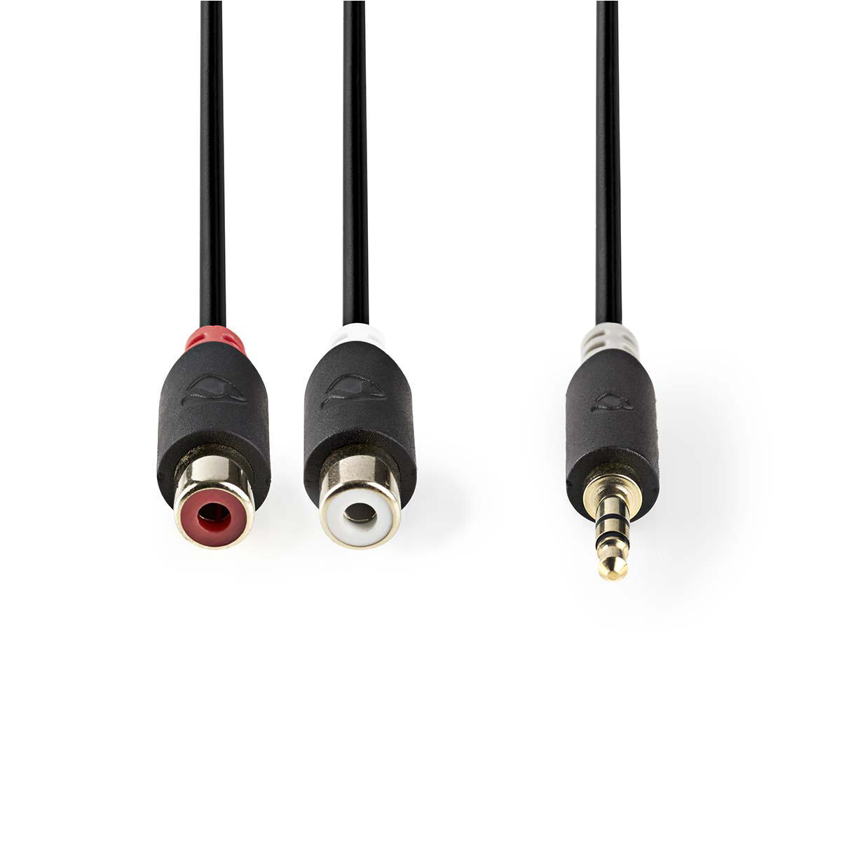 NEDIS Stereofonní Audio Kabel | 3,5mm Zástrčka - 2x RCA Zásuvka | 0,2 m | Antracit