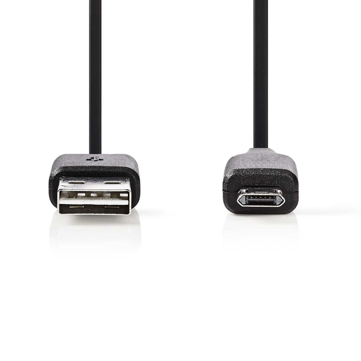 NEDIS USB 2.0 Kabel na Cesty | Micro B Zástrčka - A Zásuvka | 0,2 m | Černá barva