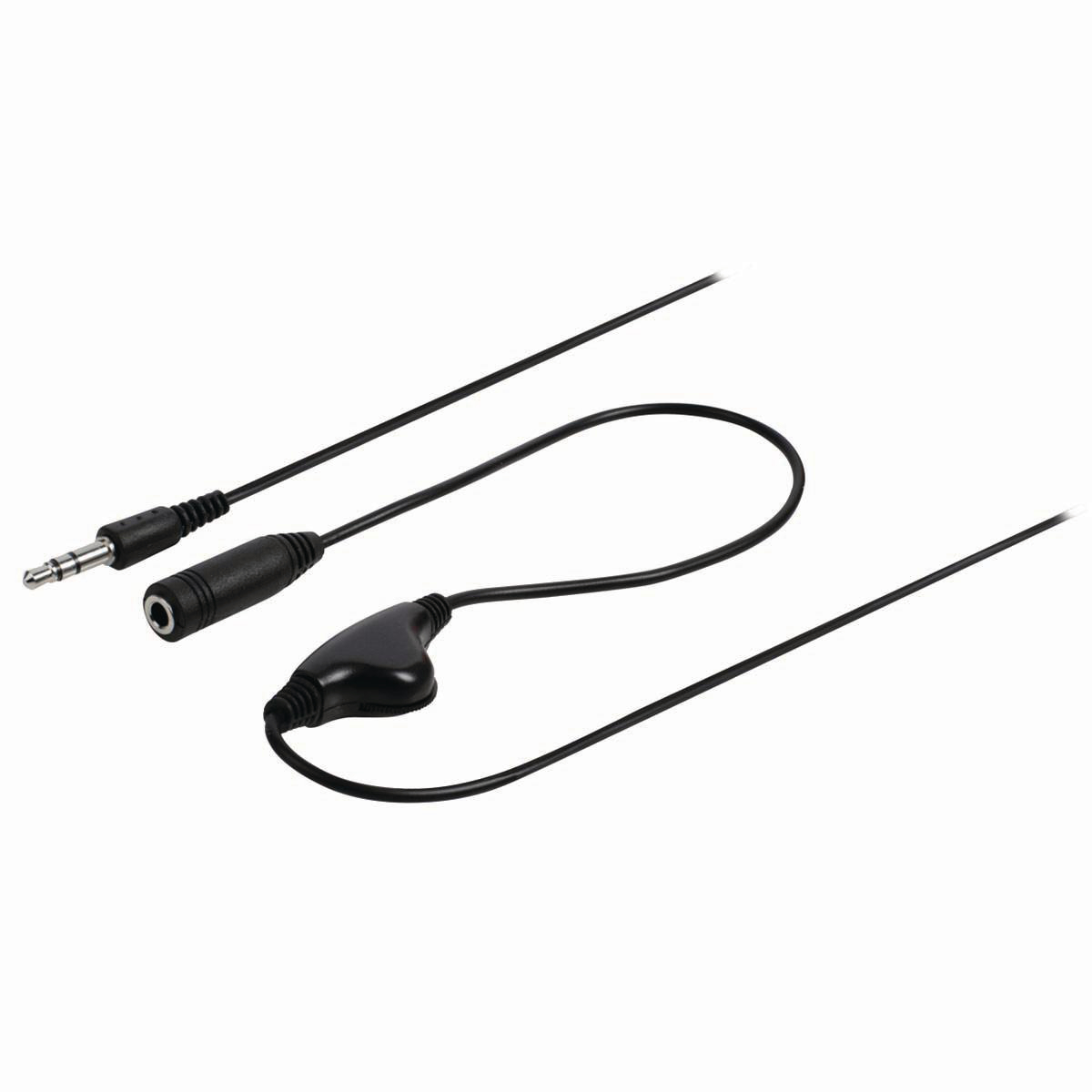 NEDIS Stereofonní Audio Kabel s Ovládáním Hlasitosti | 3,5mm Zástrčka - 3,5mm Zásuvka | 1 m | Černá barva
