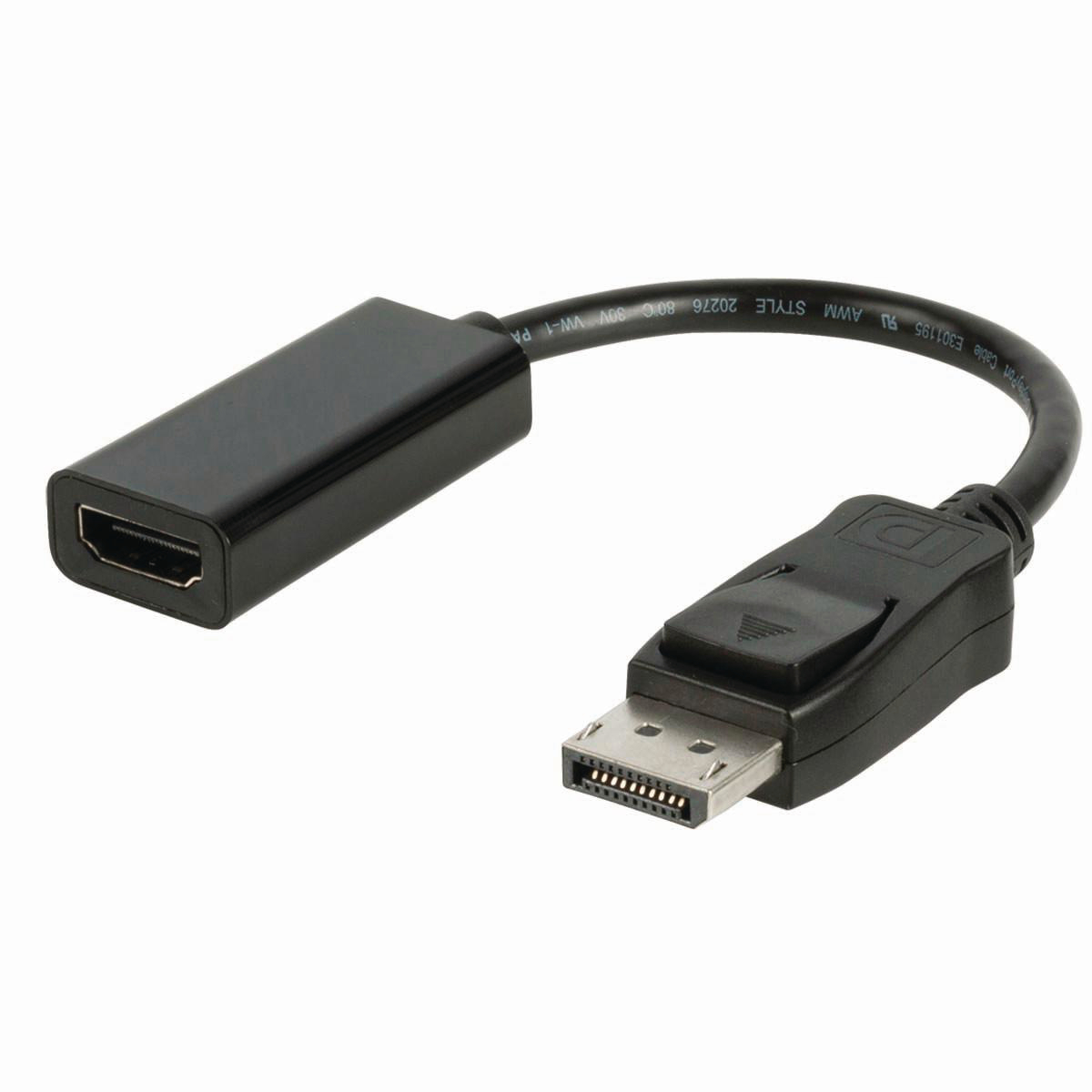 NEDIS DisplayPort – HDMI Kabel | DisplayPort Zástrčka - HDMI Zásuvka | 0,2 m | Černá barva