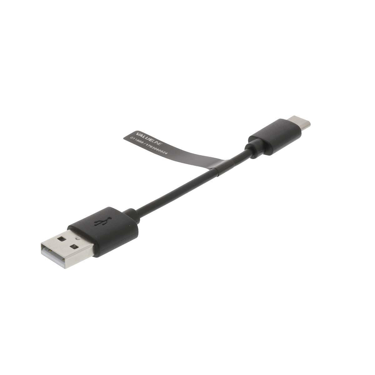 NEDIS USB 2.0 kabel | Typ-C Zástrčka - A Zástrčka | 0,1 m | Černá barva