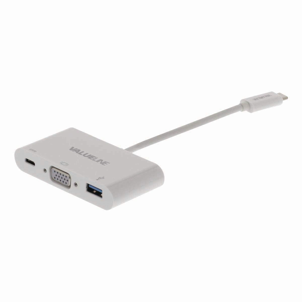 NEDIS Kabel Adaptéru USB Typ-C | Typ-C Zástrčka - A Zásuvka / Typ-C Zásuvka / VGA Zásuvka | 0,2 m | Bílá barva