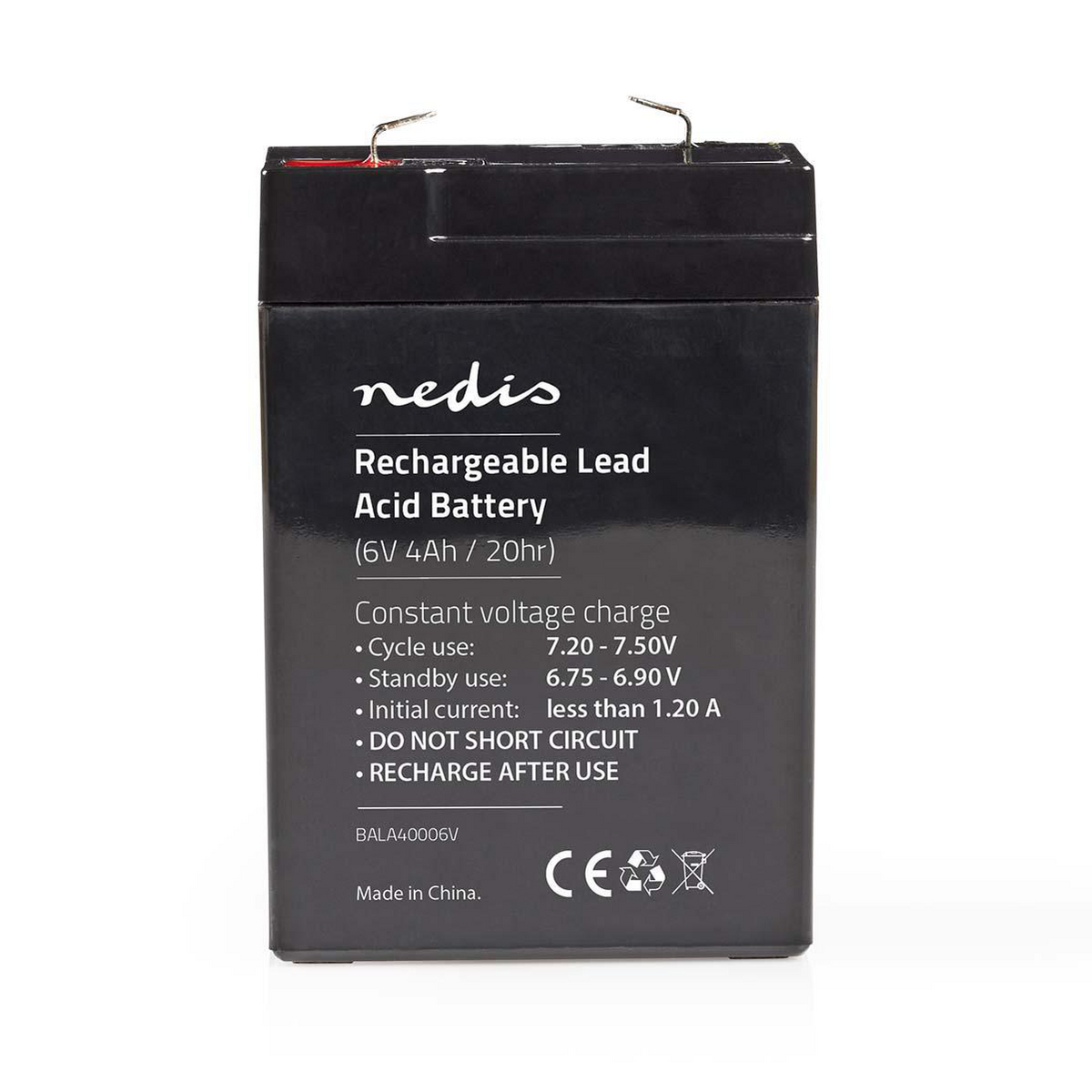 NEDIS Dobíjecí 6V Olověná Baterie | 4000 mAh | 70 x 47 x 101 mm