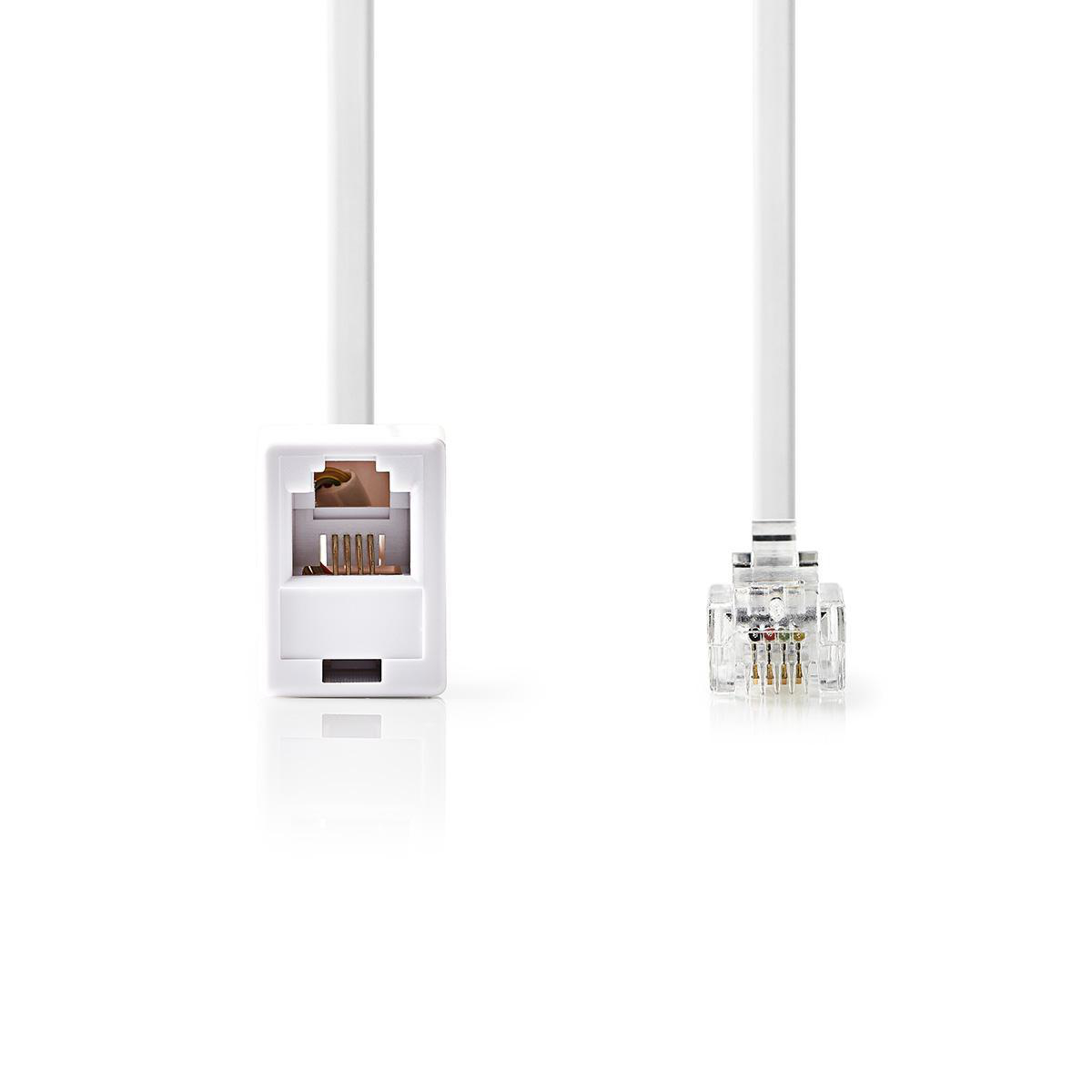 NEDIS Telefonní Prodlužovací kabel | RJ11 Zástrčka – RJ11 Zásuvka | 10 m | Bílá barva