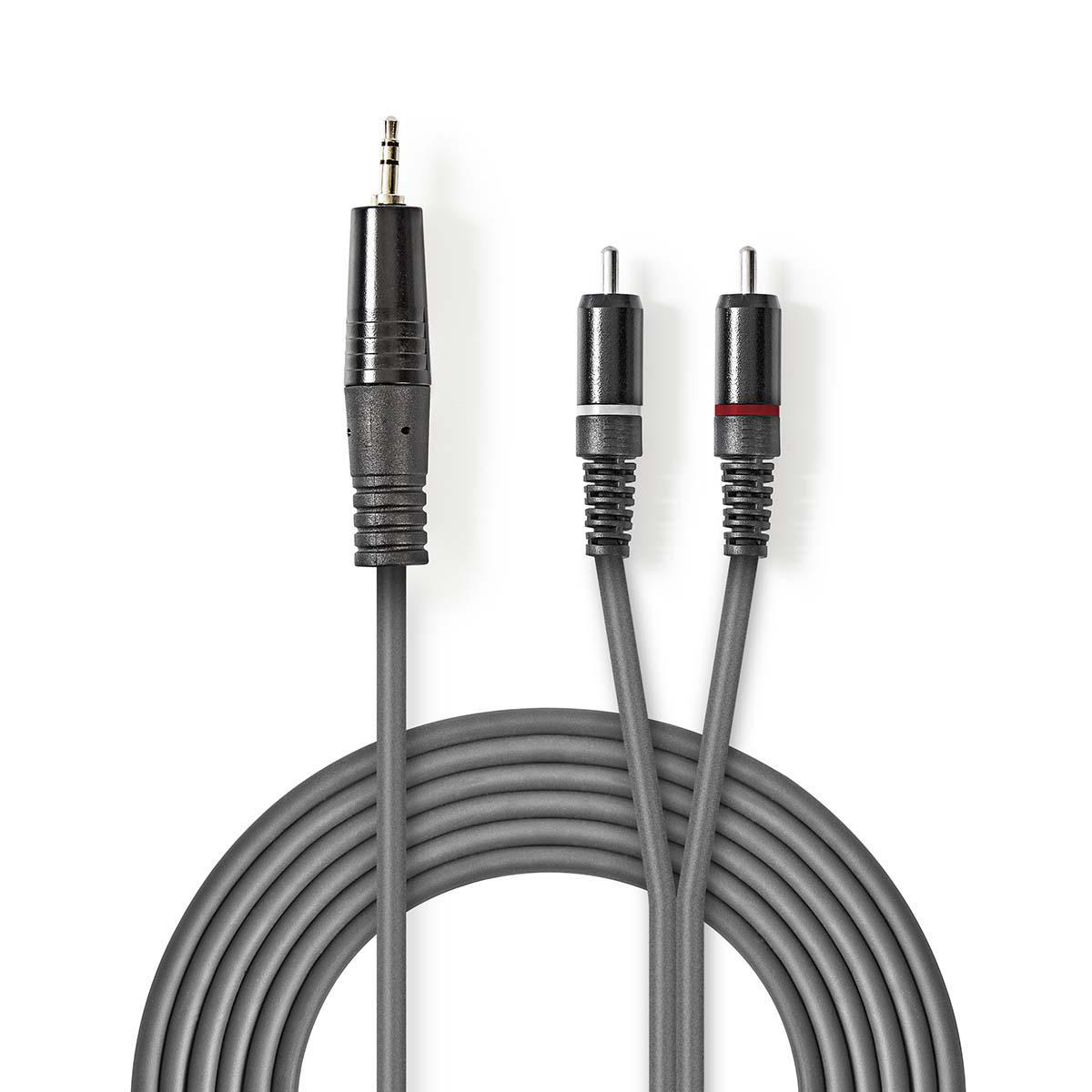 NEDIS Stereofonní Audio Kabel | 3,5 mm Zástrčka – 2x RCA Zástrčka | 1,5 m | Šedá barva