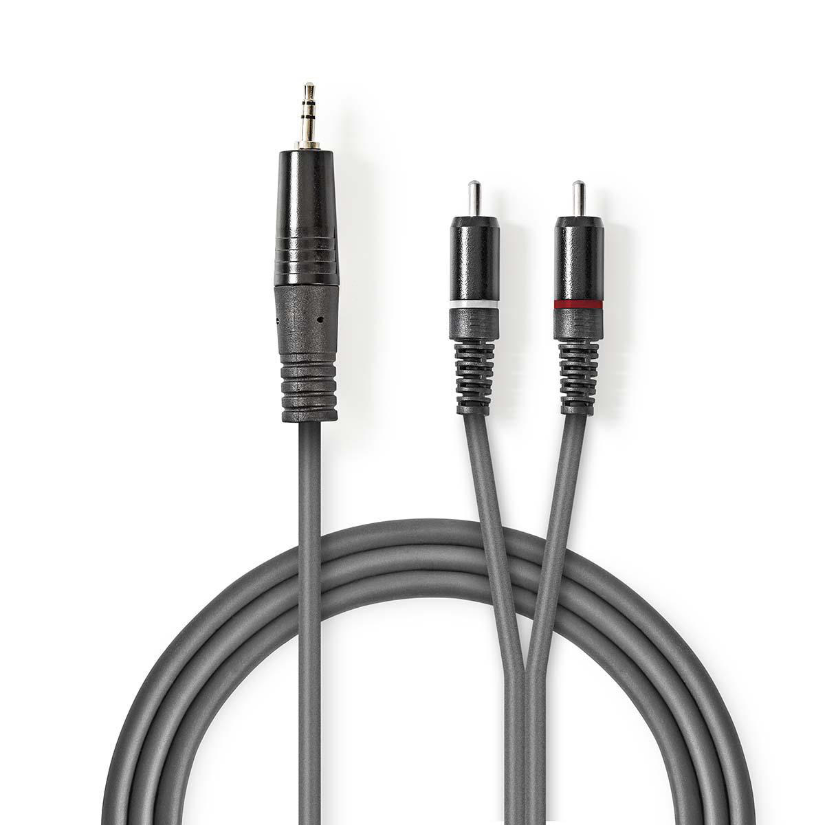 NEDIS Stereofonní Audio Kabel | 3,5 mm Zástrčka – 2x RCA Zástrčka | 3 m | Šedá barva