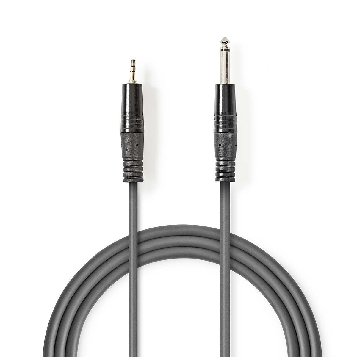 NEDIS Stereofonní Audio Kabel | 2x 6,35mm Zástrčka – 3,5mm Zástrčka | 5 m | Šedá barva