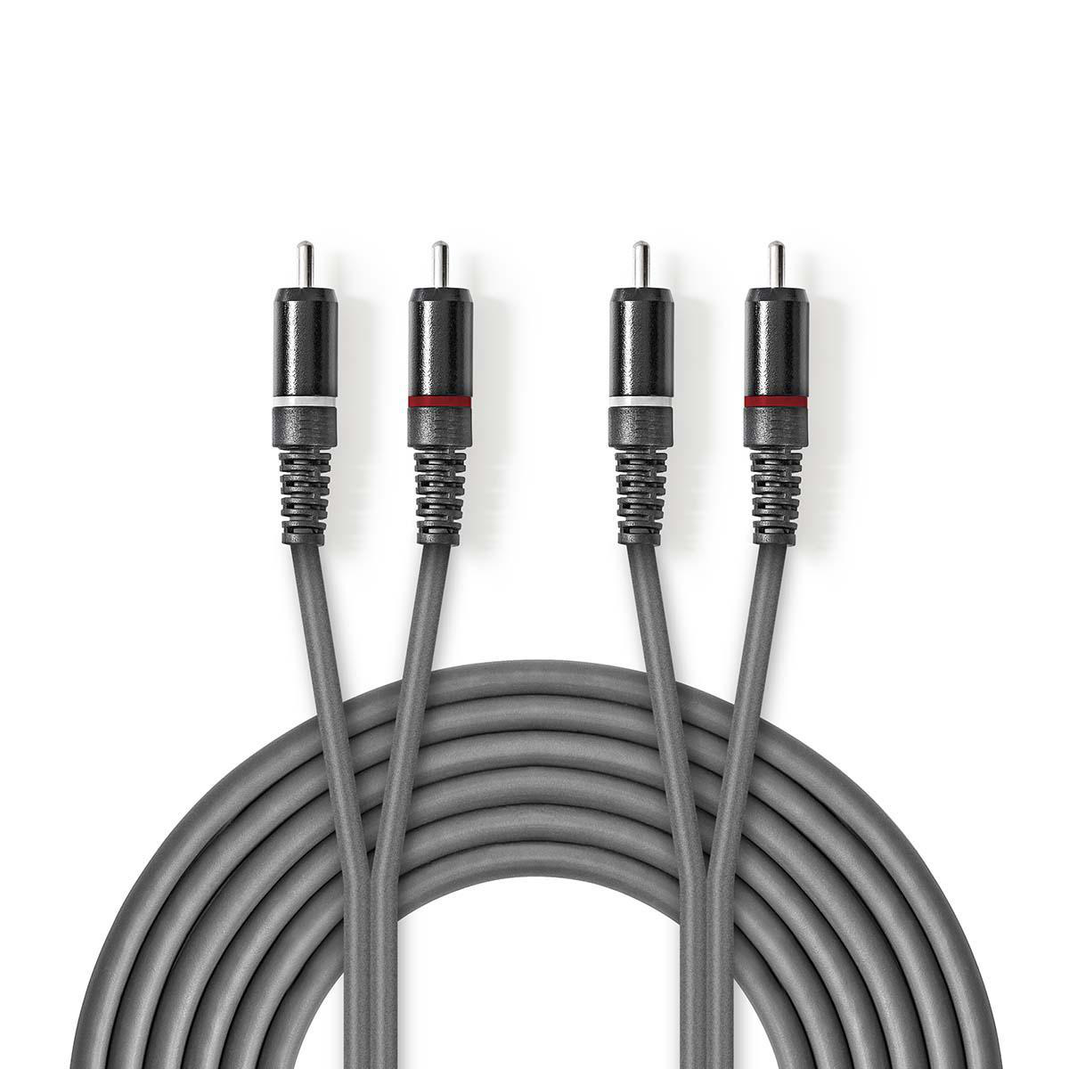 NEDIS Stereofonní Audio Kabel | 2x RCA Zástrčka – 2x RCA Zástrčka | 1,5 m | Šedá barva