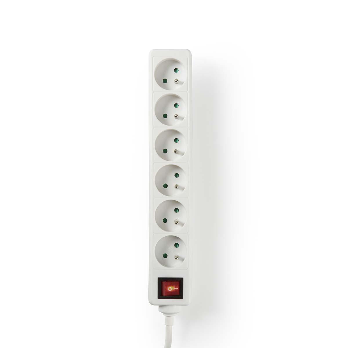 NEDIS Prodlužovací zásuvka | 6cestný | 1,5 m | Vypínač (On/Off) | Bílá barva