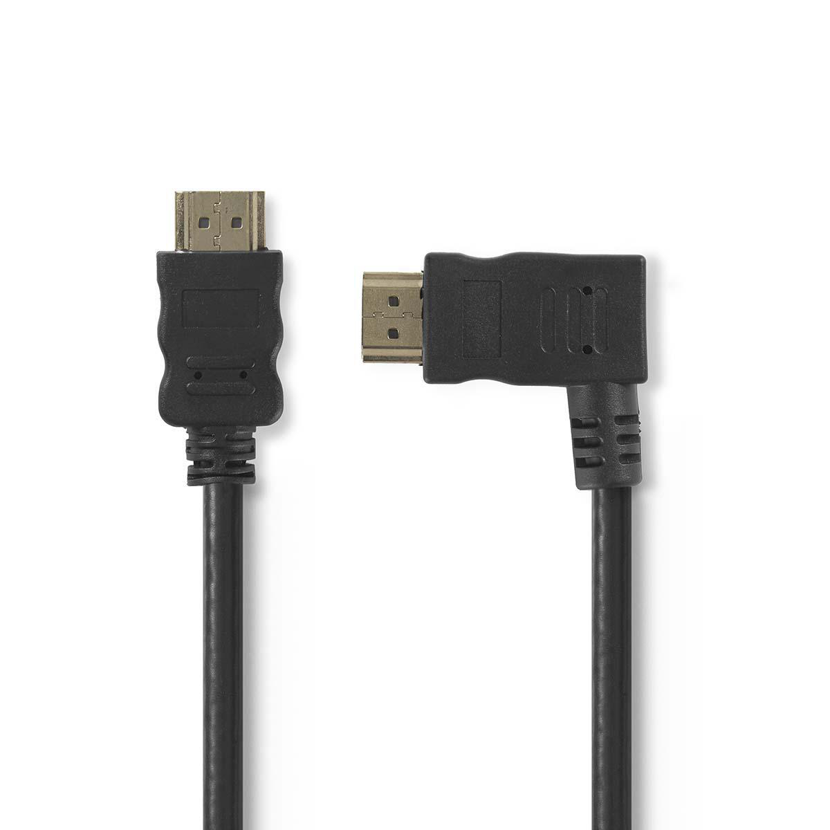 NEDIS Kabel High Speed HDMI™ s Ethernetem | HDMI Konektor - HDMI Konektor Pravý Úhlový | 1,5 m | Černá barva