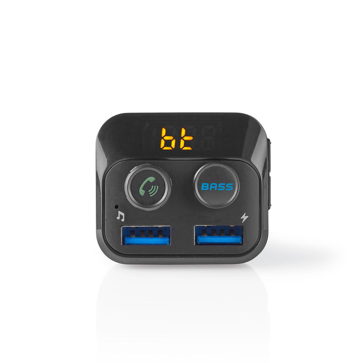 NEDIS FM Vysílač do Auta | Bluetooth® | Zvýraznění Basů | Slot na MicroSD Kartu | Hands-Free Volání | 2 × USB