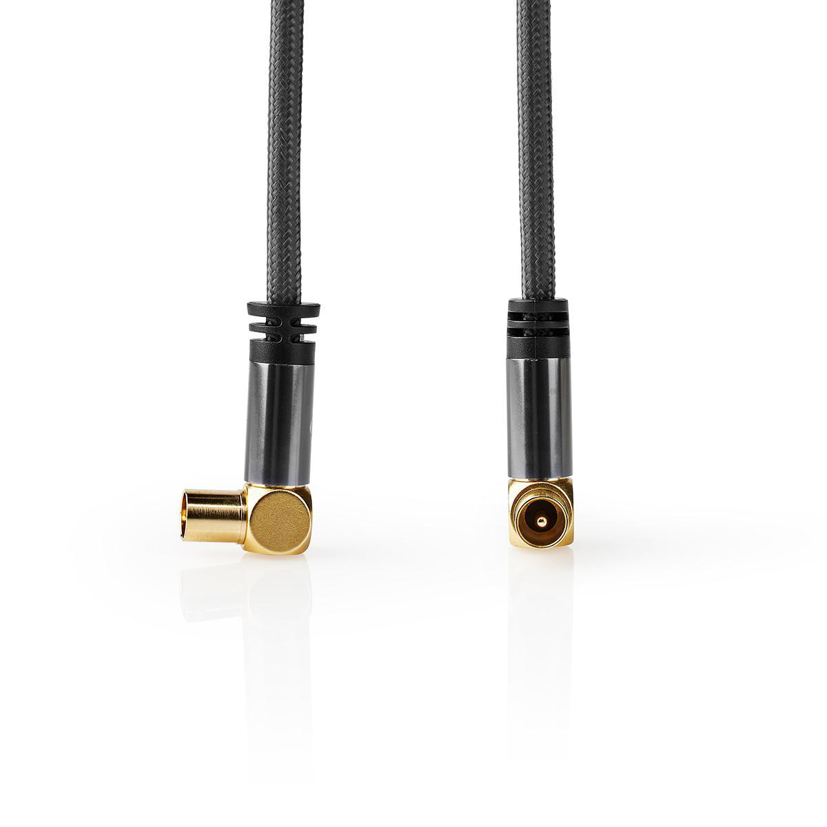 NEDIS Koaxiální Kabel 100 dB | IEC (Koaxiální) Zástrčka – IEC (Koaxiální) Zásuvka | Kovově Šedý | Opletený Kabel