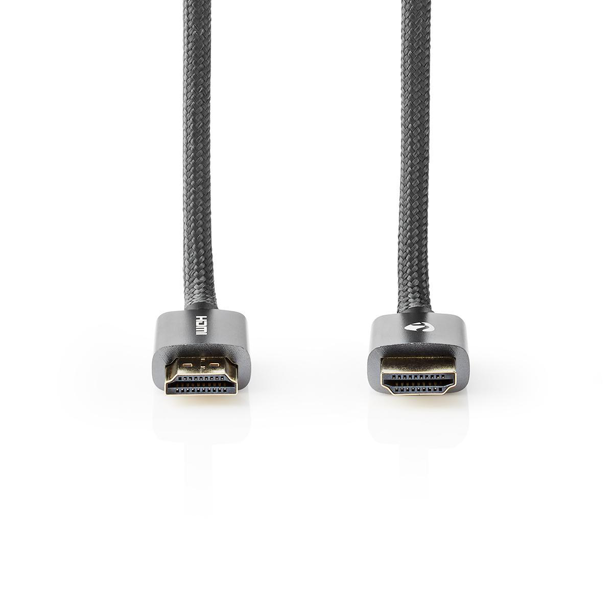 NEDIS Vysokorychlostní kabel HDMI s Ethernetem | HDMI™ Konektor – HDMI™ Konektor | Kovově Šedý | Opletený Kabel