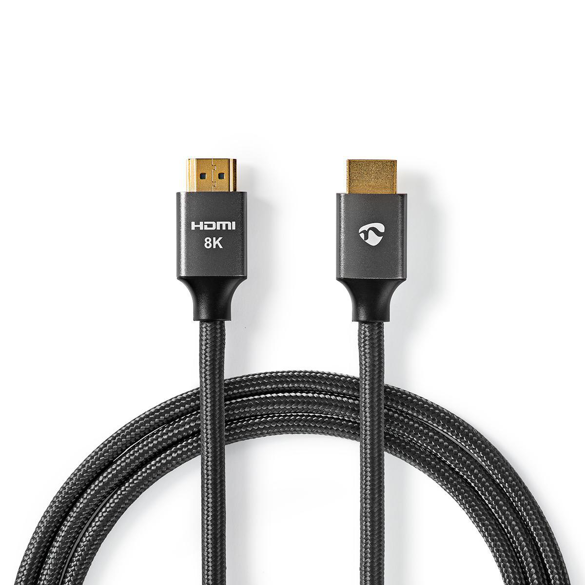 NEDIS Ultra Vysokorychlostní HDMI Kabel | HDMI™ Konektor – HDMI™ Konektor | Kovově Šedý | Opletený Kabel