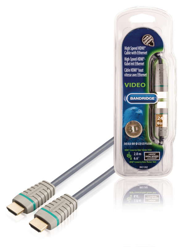 BANDRIDGE High Speed HDMI Kabel s Ethernetem HDMI Konektor - HDMI Konektor 2.00 m Modrá