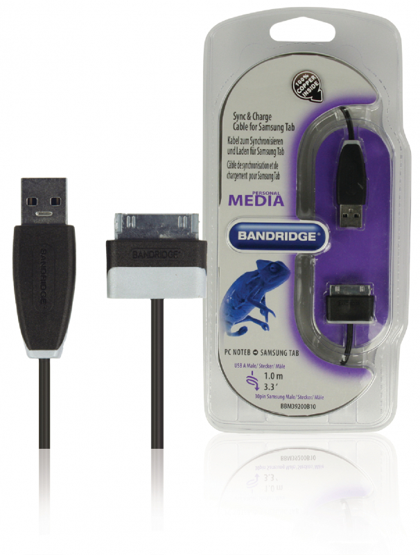 BANDRIDGE Synchronizační a Nabíjecí Kabel Samsung 30kolíkový Zástrčka - USB A Zástrčka 1.00 m Černá