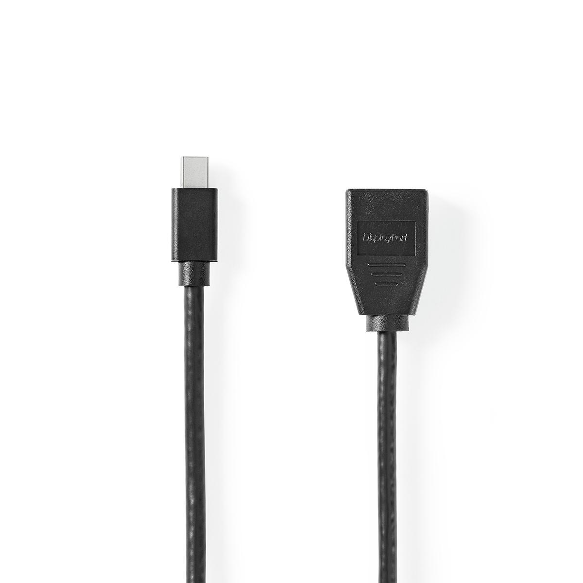 NEDIS Mini DisplayPort - DisplayPort Kabel | Mini DisplayPort Zástrčka - DisplayPort Zásuvka | 0,2 m | Černý